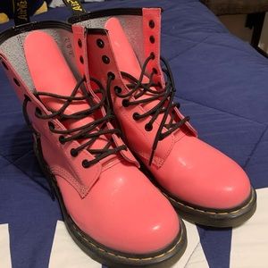 Pink Dr Martens Lace up Ankle Boots
